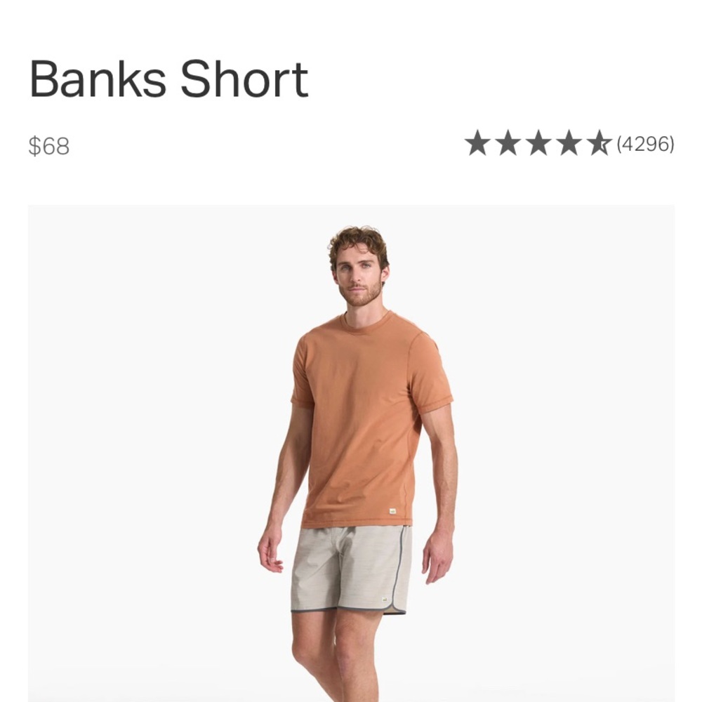 Vuori Mens Banks Short